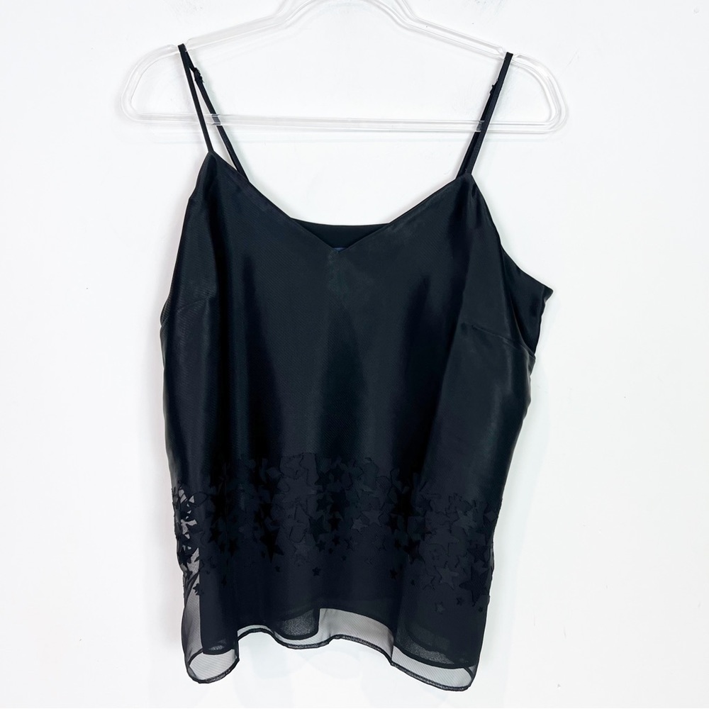 RACHEL ROY BLACK SEXY SLEEVELESS TANK WITH STARS PATTERN WOMENS SZ LARGE